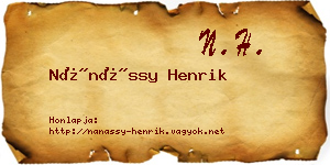 Nánássy Henrik névjegykártya